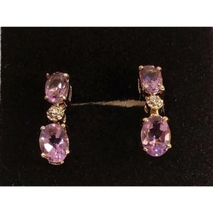 Yellow Gold & Diamonds & 3.0 CTW Amethyst Earrings